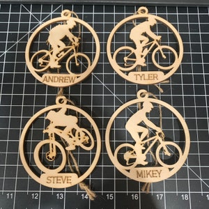 Mountain Bike Ornament Personalized Wooden Christmas Present. Perfect gift for him or her - Charm - Gift Tag - Bike - Sports - Gift