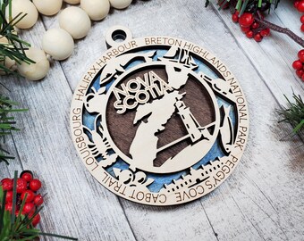 Nova Scotia Canada Province Ornament | Canadian Christmas Tree Decoration | Nova Scotia Souvenir | Canada Travel Gift - 2 Styles Available