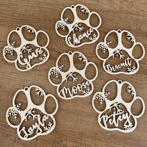 Personalized! Your Dog's Name on a Custom Dog Paw Christmas Ornament - Laser Engraved The perfect gift for a dog lover.