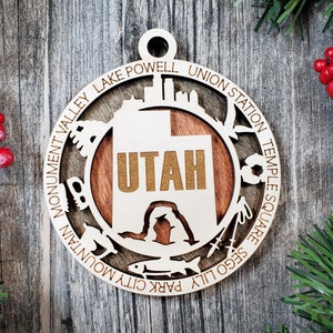 Utah (UT) State Christmas Ornament - Souvenir - Family Trip - Travel Ornament - State Gift - Road Trip - 3d Ornament