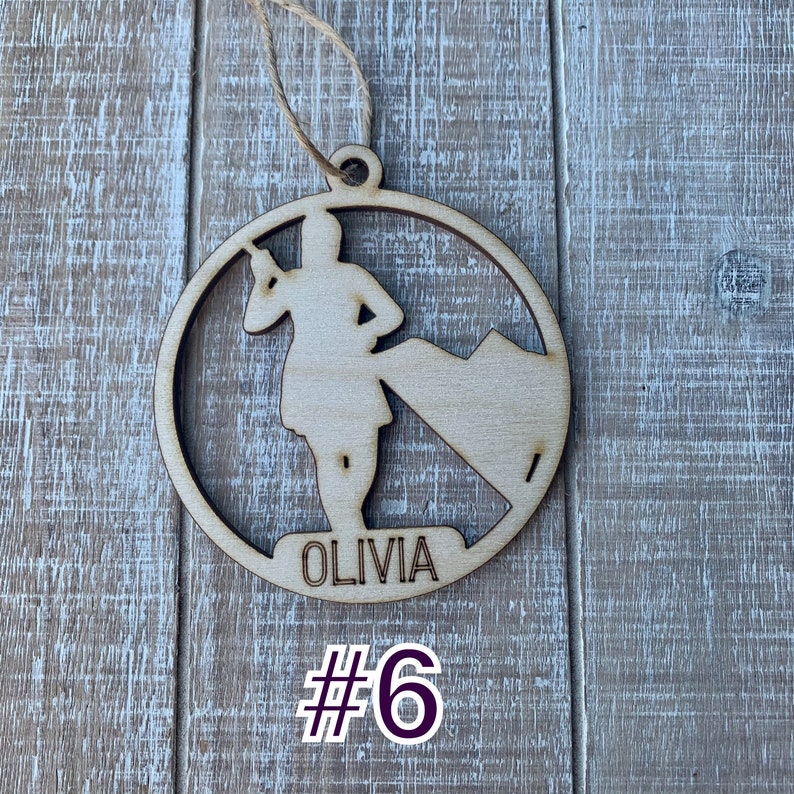 Color Guard Ornament Personalized Wooden Christmas Present. Perfect gift for him or her Charm Gift Tag Athletics Sports Flag Gift #6 Olivia