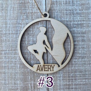 Color Guard Ornament Personalized Wooden Christmas Present. Perfect gift for him or her Charm Gift Tag Athletics Sports Flag Gift #3 Avery