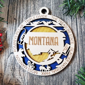 Montana (MT) State Christmas Ornament - Souvenir - Family Trip - Travel Ornament - State Gift - Road Trip - 3d Ornament