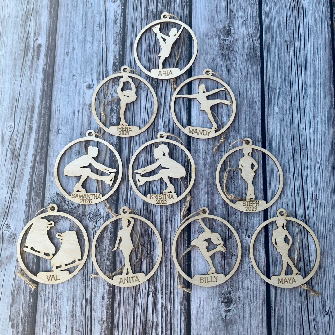 Figure Skating - Ornament Personalized Wooden Christmas Present. Perfect Gift for Him or Her ...