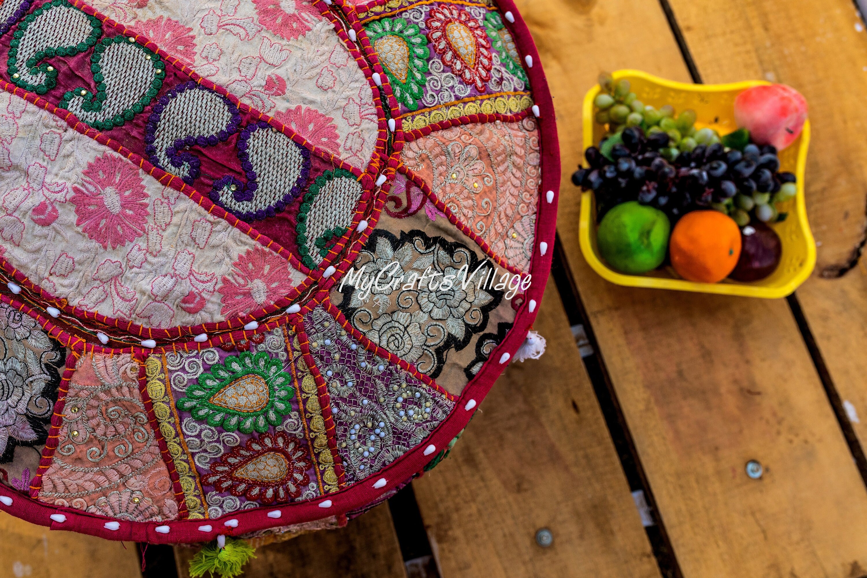 Boho rosa Runde Sitz Pouf Abdeckung osmanische Möbel | Etsy