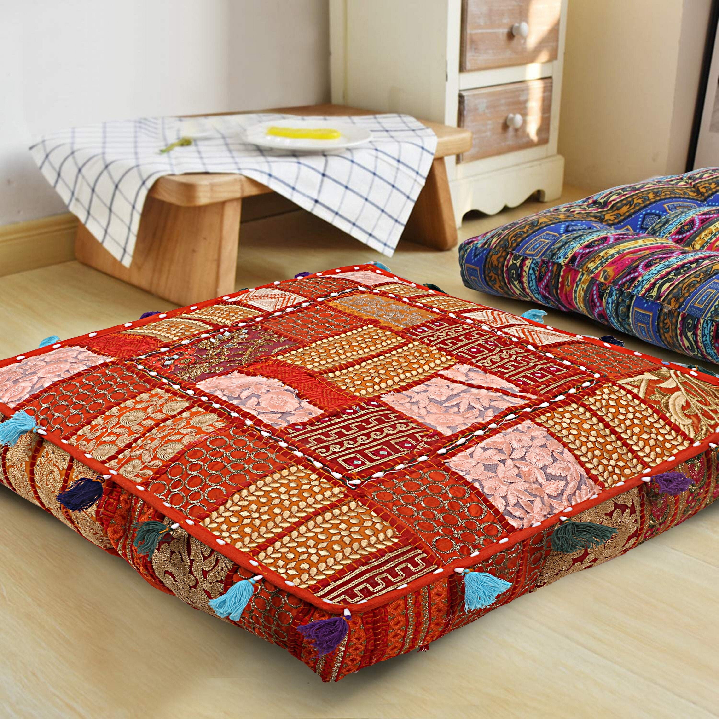 Large Floor Cushion Cover Outdoor Furniture Boho Square Etsy