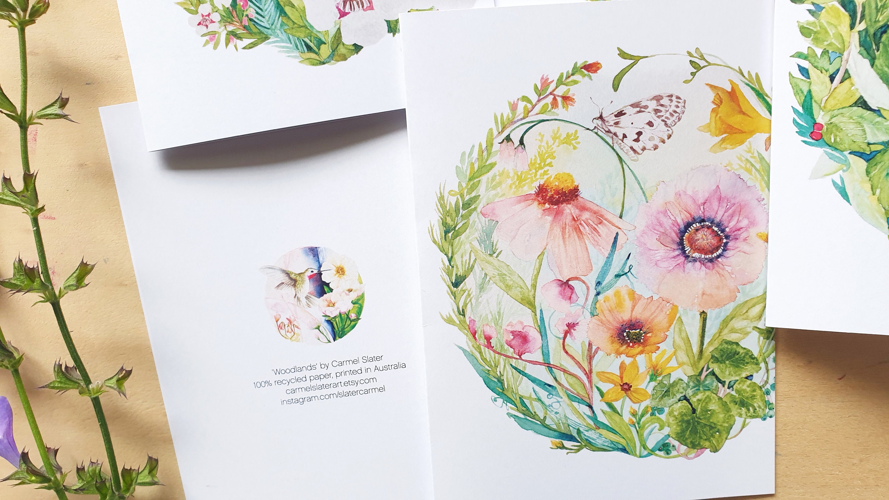 Greeting Cards 4 Pack Woodland Cards Watercolour Card A6 Etsy Australia