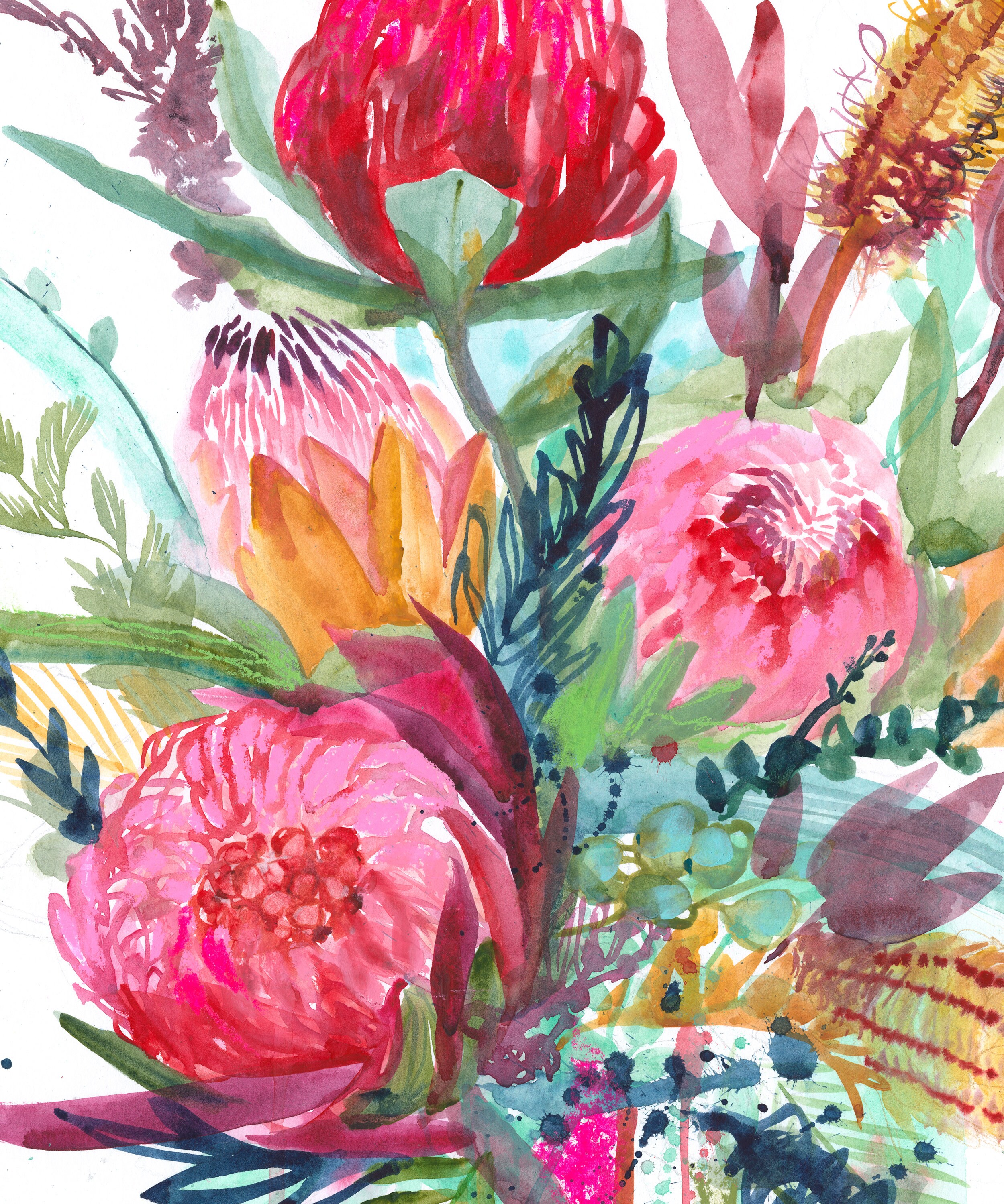 Joyful Splendour Australian Flowers Large Floral Art Print A1 Art Print Beautiful Florals