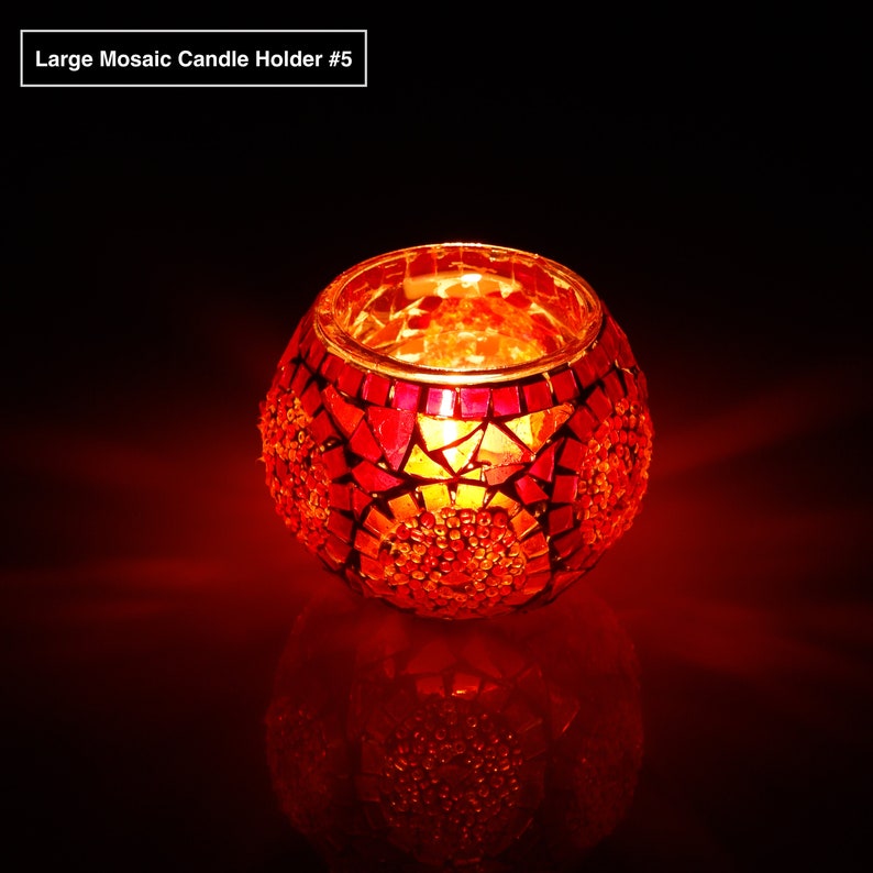 Large Glass Mosaic Candle Holders Turkish Handmade Mid Etsy