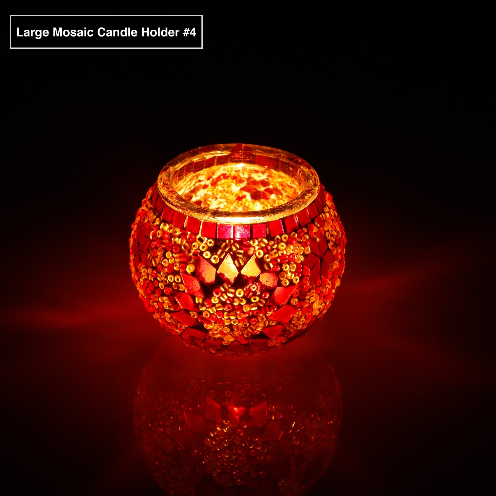 Large Glass Mosaic Candle Holders Turkish Handmade Mid Etsy