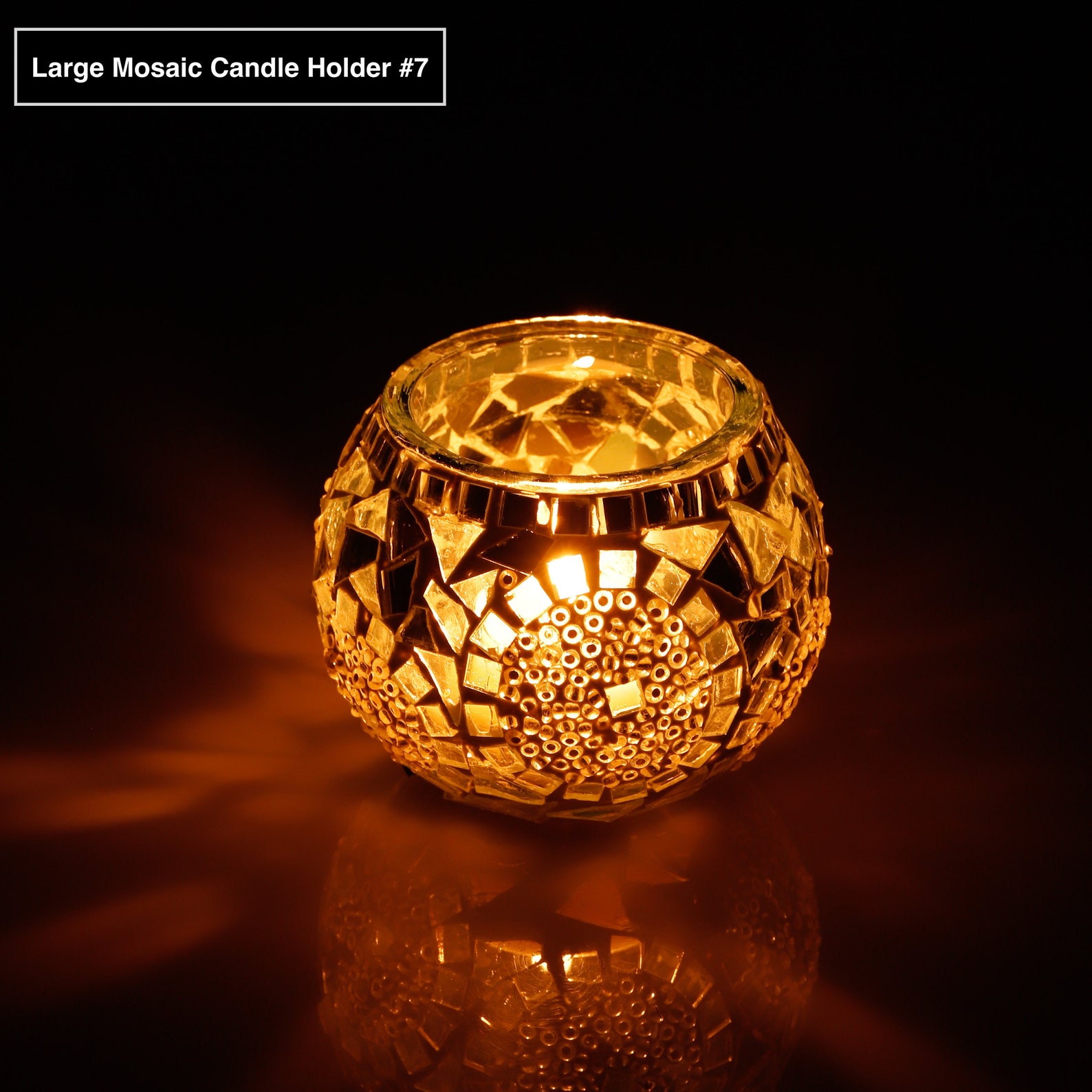 Large Glass Mosaic Candle Holders Turkish Handmade Mid Etsy