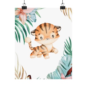 Niedliches Dschungel-Safari-Poster, Kinderzimmerdeko, Kunst für Kinderzimmer, Babypartygeschenk, niedliches Tier, Spielzimmerdekor