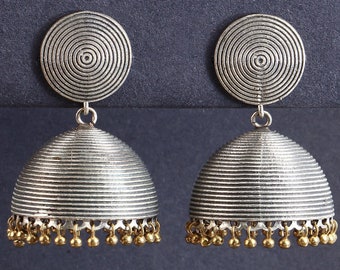 Dual Tone Ethnic Oxidized Jhumka, Earrings for Women & Girls, Oxidized Earrings, Dual Tone Jewellery, Jhumki Earrings