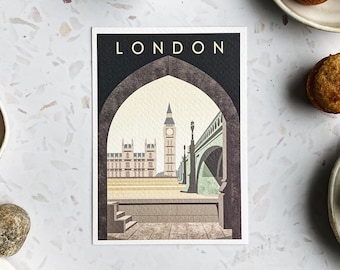 Ensemble de 5 cartes de Londres / cartes postales vintage de Londres / Pack de cartes De Londres / Cartes postales Big Ben / Cartes Westminster / Cartes Digital Notting Hill /