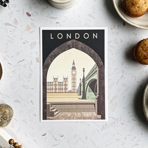 Set of 5 London cards / Vintage London postcards / London card pack / Big Ben postcards / Westminster cards / Digital Notting Hill cards /