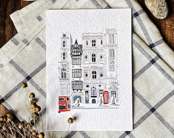 Set of 5 London City Postcard with envelope