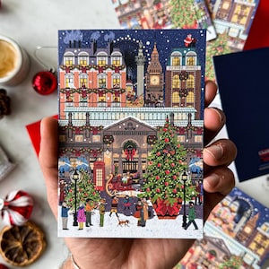 Conjunto de 5 cartões de Natal em Covent Garden/ Cartões de Natal em Londres/ Cartão de Covent Garden/ Cartão de Natal em Londres/ Cartão de Natal/ Saudação
