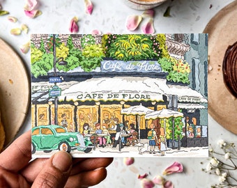 Lot de 5 cartes de ville faites main / Cartes postales de Londres / Jolie carte postale aquarelle de Londres / Jolie carte postale de Paris / Paquet de cartes de New York /