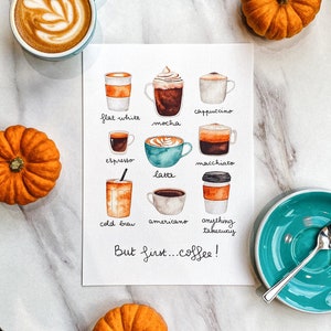 But first...Coffee print / coffee print / Coffee handmade print / Coffeeshop print / Coffee wall art / Coffee poster / coffee lover gift image 2