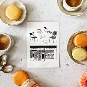 Set of 5 handmade Black and White Paris cards / Paris postcards / Parisian cafe card / Paris postcards / Paris prints / Parisian cards