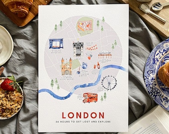 Handmade London Map Print: Classic Watercolor Illustration