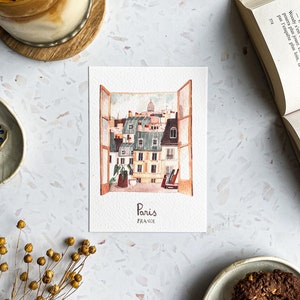 Set of 5 handmade City cards / handmade Paris postcard / Amsterdam card / London postcard / Lisbon card / Venice postcard / Paris print image 2