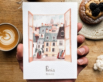 Set of 5 handmade Paris postcards / handmade Paris postcard / Paris print / Paris card pack / Set of Parisian cards / Paris lovers gift