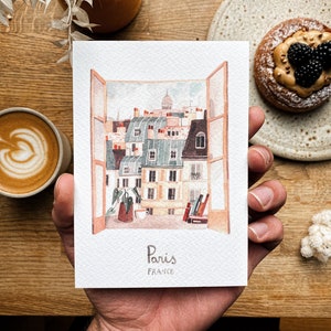 Set von 5 handgemachten Paris Postkarten / handgemachte Paris Postkarte / Paris Druck / Paris Kartenset / Paris Geschenk