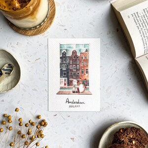 Set of 5 handmade City cards / handmade Paris postcard / Amsterdam card / London postcard / Lisbon card / Venice postcard / Paris print image 4