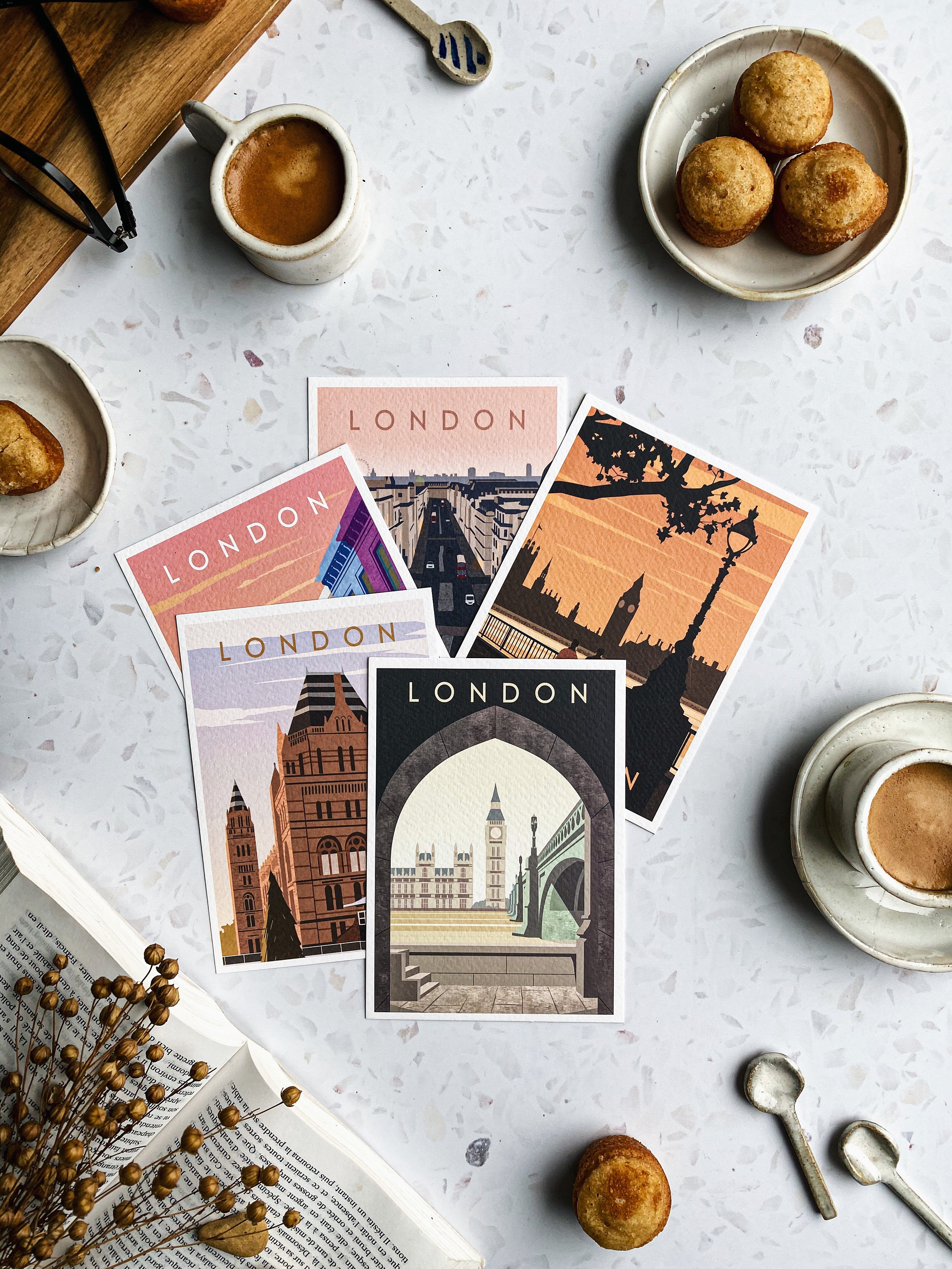Set of 5 London Cards / Vintage London Postcards / London Card Etsy UK