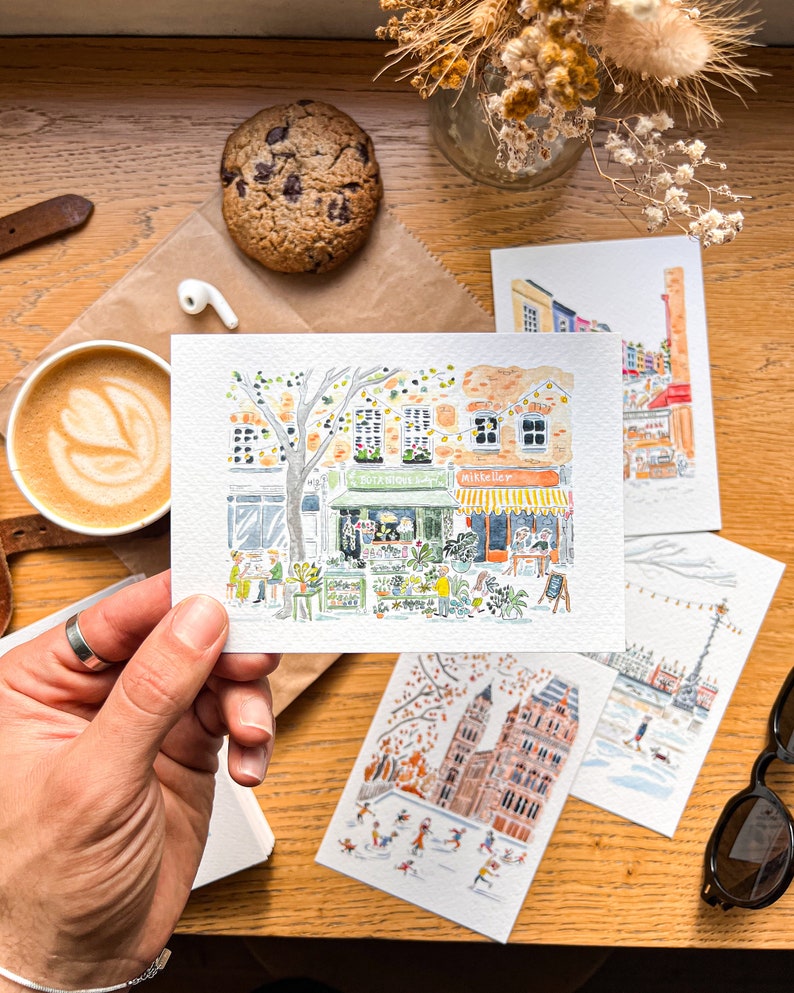 Set of 5 handmade London postcards / London cards / Cute London Watercolour postcard / Handmade London print / London Big Ben card pack / zdjęcie 4