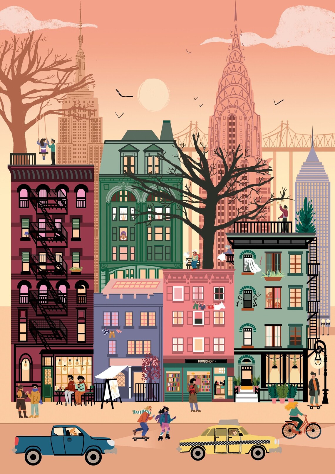 Retro Cities New York Print New York Wall Art New York Etsy UK