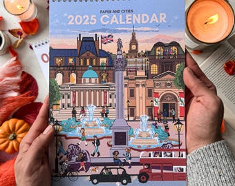 2025 Retro Cities Calendar: London, Paris, Rome (A4)
