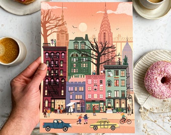 Retro New York City Art Print: 90s Style, Tintoretto Paper