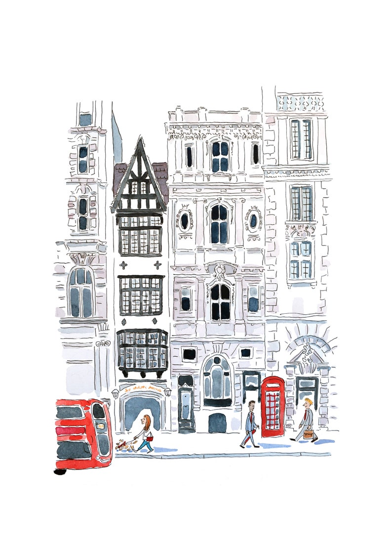 Set of 5 handmade London cards / London postcards / Cute London Watercolour postcard / Handmade London print / London card pack / image 6