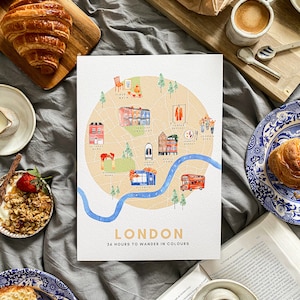 Handgemachte London Pretty Street Karte / London Druck / niedlich London Aquarell Druck / handgemachte London Druck / bunte London Karte