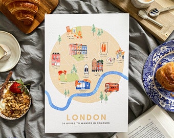 Handmade London Pretty Street Map / London print / Cute London Watercolour print / Handmade London print / Colorful London map