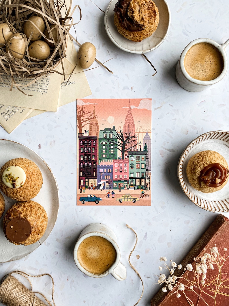 Set of 5 Retro City postcards / London postcard / Colmar postcard / New York postcard / travel postcards / Bruges postcard / Kyoto print image 9