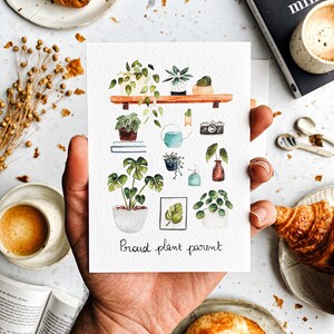 Set of 5 handmade coffee plant brunch bookish postcards / Urban Jungle postcard / Coffee lover postcard / Bookish card / Social Media card image 5