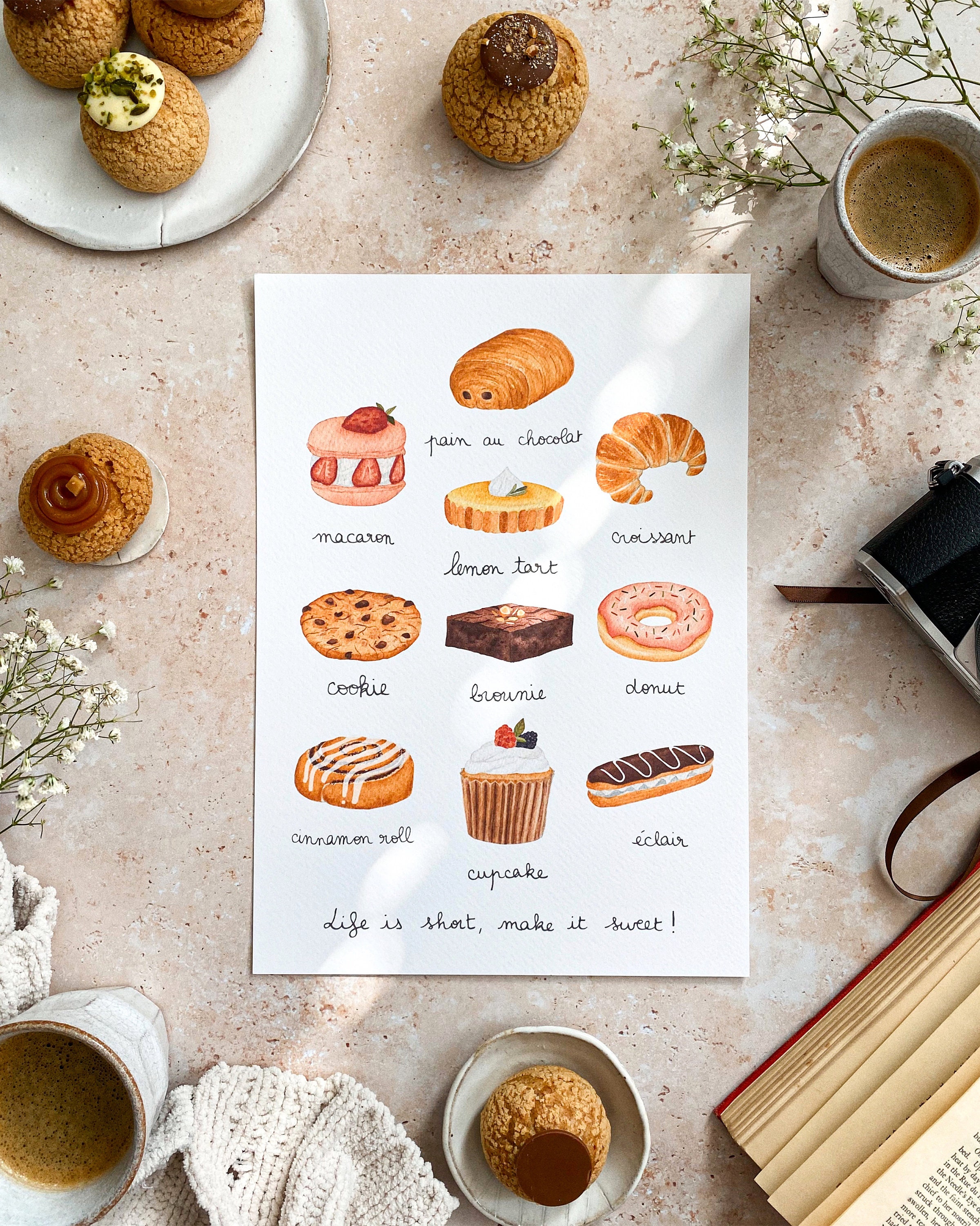 Pastries and sweet treat print / pastry print / pastry handmade print / pastries print / pastry wall art / pastry poster / pastry lover gift