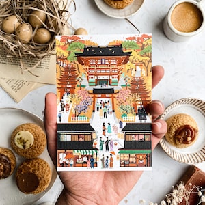 Retro Cities Kyoto-kaart met envelop