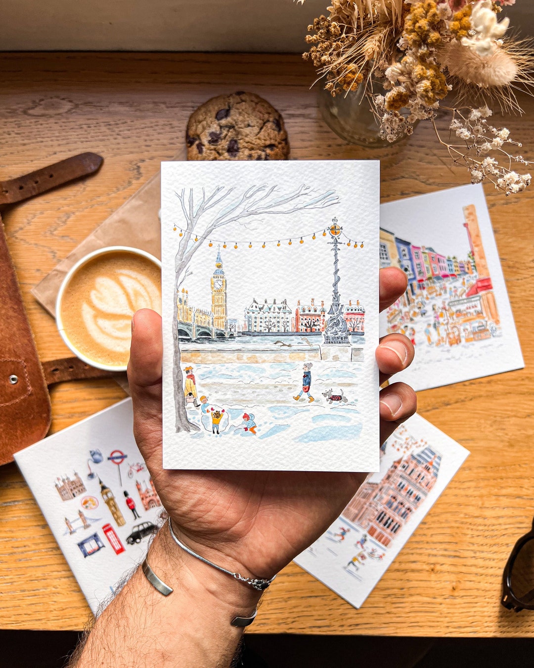 Set of 5 Handmade London Postcards / London Cards / Cute London