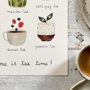 tea print / tea collection print / tea handmade print / bubble tea print / english tea wall art / tea poster / tea lover gift image 3