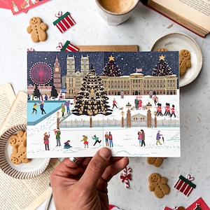 Set of 5 Christmas in Buckingham Palace cards/ London Christmas cards / Queen Elizabeth card / Her majesty card / Christmas card / Elizabeth