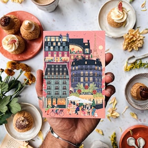 Retro Städte Paris Postkarte mit Umschlag