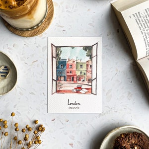 Set of 5 handmade City cards / handmade Paris postcard / Amsterdam card / London postcard / Lisbon card / Venice postcard / Paris print image 6