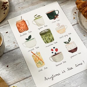 tea print / tea collection print / tea handmade print / bubble tea print / english tea wall art / tea poster / tea lover gift image 5