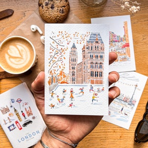 Set of 5 handmade London postcards / London cards / Cute London Watercolour postcard / Handmade London print / London Big Ben card pack / zdjęcie 5