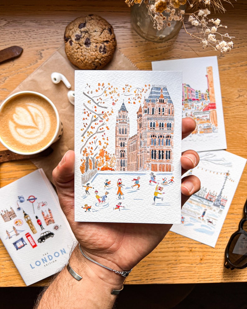 Set of 5 handmade London postcards / London cards / Cute London Watercolour postcard / Handmade London print / London Big Ben card pack / zdjęcie 5