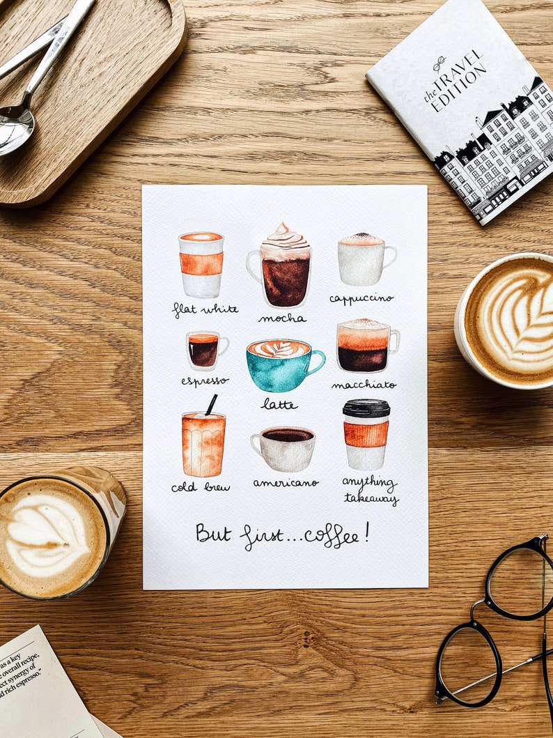 But first...Coffee print / coffee print / Coffee handmade print / Coffeeshop print / Coffee wall art / Coffee poster / coffee lover gift image 1